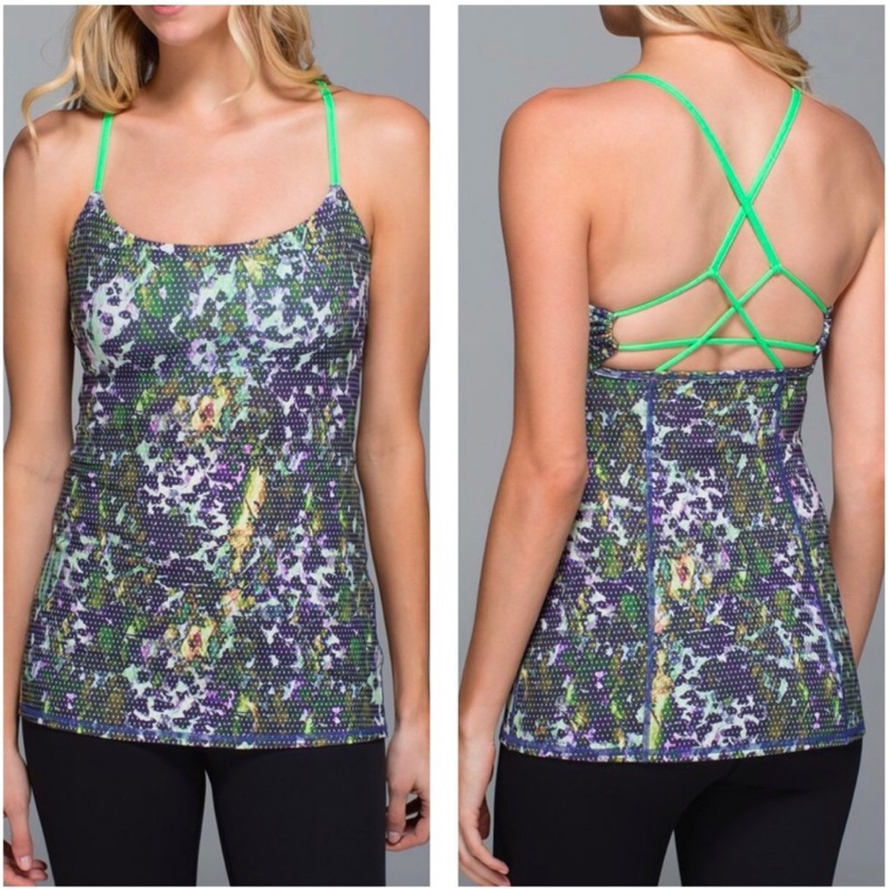 Lululemon Dancing Warrior Floral Tank Top Purple Green